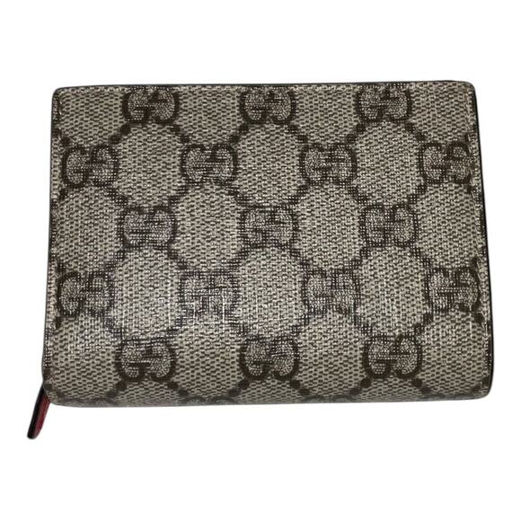 GUCCI Cherry GG Supreme Beige Gray Bi-fold Wallet W/Box and Card - Picture 4 of 16